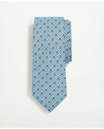 Brooks Brothers Men's Silk Linen Jacquard Dot Tie | Light Blue | Size Regular