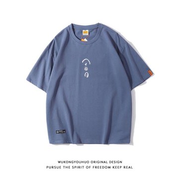 悟空有貨日系復古簡約印花短袖T恤男女潮牌寬松百搭純棉半袖體恤