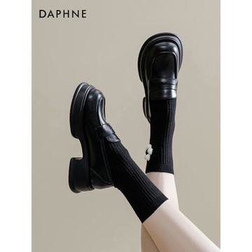 達芙妮厚底樂福鞋女2025新款秋冬女鞋英倫風小皮鞋粗跟鞋子女單鞋