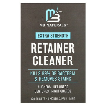 M3 Naturals, 保持器清潔劑，薄荷味，120 片