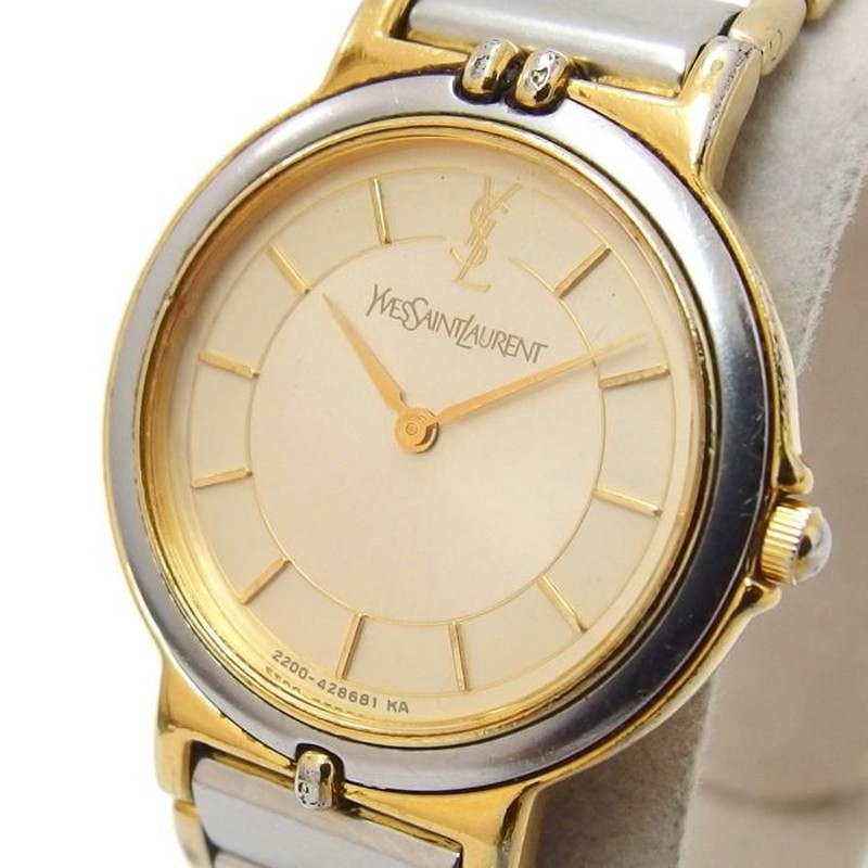 イヴサンローラン ラウンド コンビ レディース 腕時計 ブラック