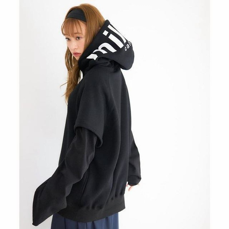 ミルクフェド MILKFED. BIG LOGO LAYERED SLEEVE SWEAT HOODIE ビック