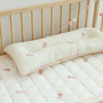 韓國Chezbebe｜ 粉紅小兔刺繡純棉幼兒枕 L