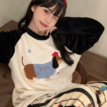 睡衣 甜美卡通學生睡衣 休閒睡衣 甜美睡衣  甜美少女 睡裙 可外穿 休閒風 可愛休閒長袖睡衣 睡衣套裝