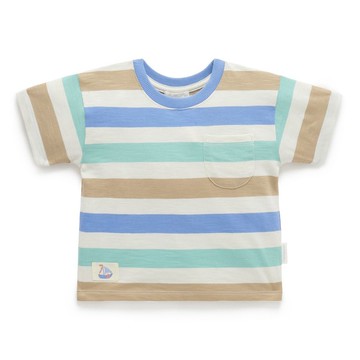 澳洲Purebaby有機棉男童裝上衣12M-4T 粉彩寬條紋