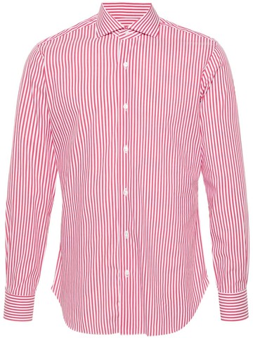 Barba - striped poplin shirt - men - Cotton/Elastane/Polyamide - 39 - Red