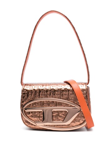 Diesel - 1DR logo-plaque shoulder bag - women - Brass/Polyethylene Terephthalate (PET)/Calf Leather - One Size - Orange