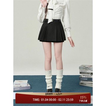 花鈴太太學院風灰色百褶短裙半身裙a字半裙女高腰秋冬小個子穿搭