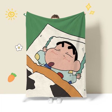 卡通小新雙層法蘭絨蓋腿毯子四季搭腿辦公室午睡護膝加厚毛毯