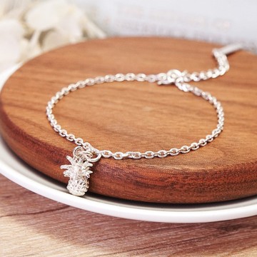 好運旺來 鳳梨 925純銀手鍊 女生手鍊