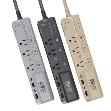 GX1探索者 65W 氮化鎵四開三插延長線 曠野沙/淡影灰/深霧黑 GX1探索者 65W 氮化鎵四開三插延長線 淡影灰