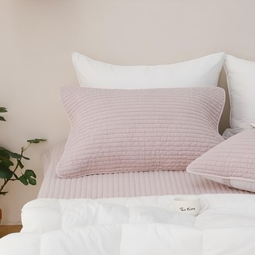 tacca tacca 純棉共感色彩綁帶枕頭套  60 x 40cm  1個  米粉色