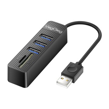 HUB｜USB 2.0 唯格多功能5合1 USB 2.0 Hub 3埠拓展塢SD卡 TF卡集線器(V-C303)