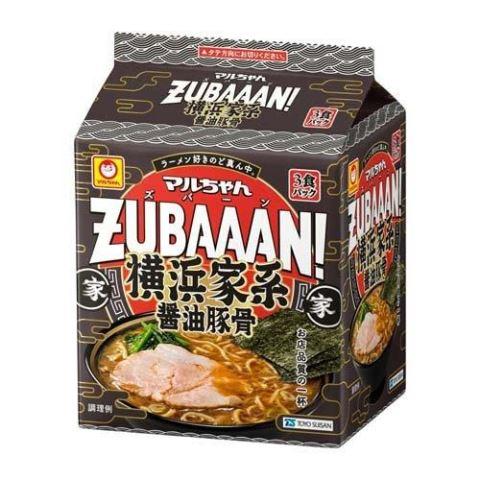 東洋水産 マルちゃん ZUBAAAN 横浜家系醤油豚骨 3食パック (130g x 3食入)