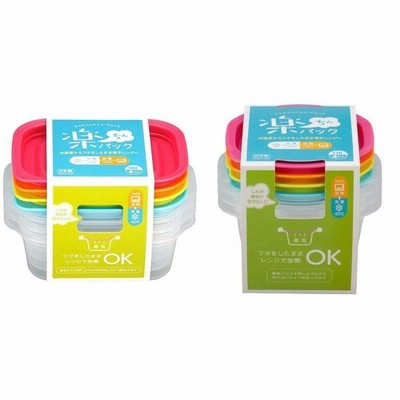 イノマタ化学 電子レンジ容器 楽ちんパック 蓋をしたままレンジ可能 角型 180ml 4個セット カラフル 9802 & 化学 電子レンジ容