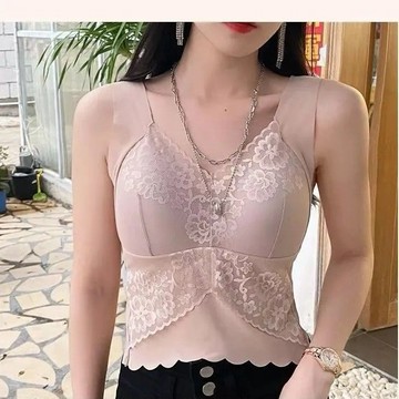 性感抹胸一體式背心女 小可愛 上衣 背心 內搭 無袖打底衫 新款夏季蕾絲背心一體吊帶美背內衣大碼外穿性感抹胸一體式