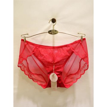 訫心大紅605婚慶本命年轉運性感蕾絲無痕刺繡純棉三角低腰女內褲