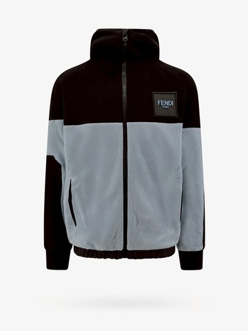 Fleece sweatshirt with frontal logo patch - FENDI - gender_Man