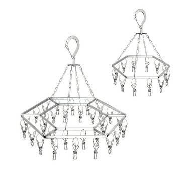 【現貨】不鏽鋼襪架 12夾30夾 加粗晾晒襪架 晾襪架晒襪架 內衣褲夾 防風襪Dhome