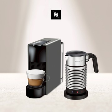 【Nespresso】膠囊咖啡機 Essenza Mini 優雅灰 Aeroccino4 全自動奶泡機組合 (贈咖啡組+膠囊折扣金)