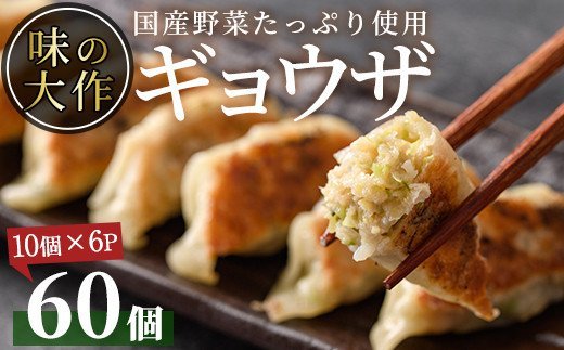 国産の素材にこだわった餃子(計60個・10個×6パック)