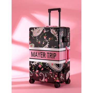 MAYERTRIP腰果花行李箱PC鋁框20寸登機旅行密碼箱女大容量拉桿箱