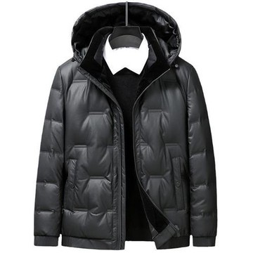 【巴黎精品】真 羽絨90%白鴨絨 羽絨外套鴨絨夾克-短款連帽防寒大尺碼羽絨男外套2色a1is21