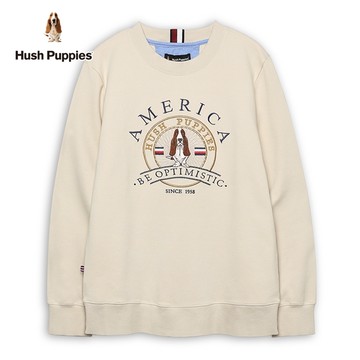 Hush Puppies 上衣 男裝經典放射圖騰刺繡狗長袖上衣