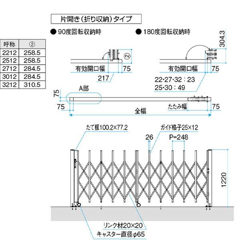 三協アルミ カーゲート DIYゲート(扉本体+支柱セット) 折り収納タイプ