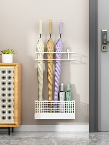 雨傘收納架家用門口壁掛式雨傘架傘桶掛鉤置物架門後免打孔放傘架【淘夢屋】