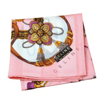 CELINE 日本製馬具裝飾品牌LOGO圖騰帕領巾(粉紅系/51CM)