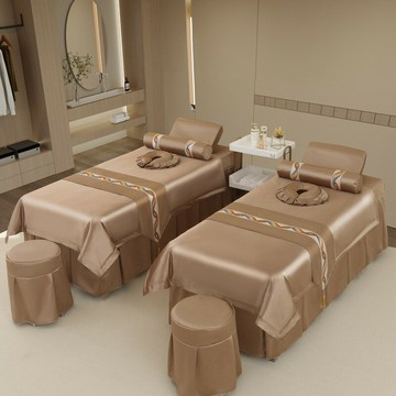 新款美容床罩四件套高端美容院采耳洗頭按摩推拿理療專用床罩批發