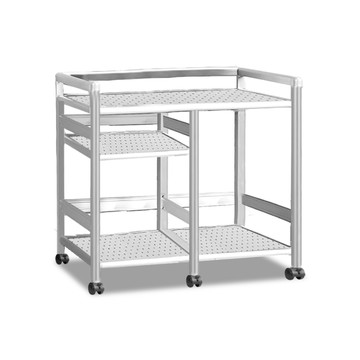 ASSARI-(花格)輕量鋁合金2.5尺多功能茶車/置物架(附輪)(寬73*深42*高68cm)