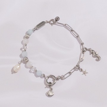 CONNY 海洋聯名 | 海藍寶 白水晶 珍珠 | 天然水晶手鍊