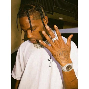 Travis Scott純色簡約百搭基礎打底衫潮流高街寬松圓領TS短袖T恤