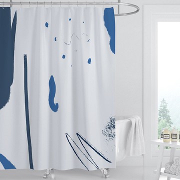 文創浴簾-隨性藍調