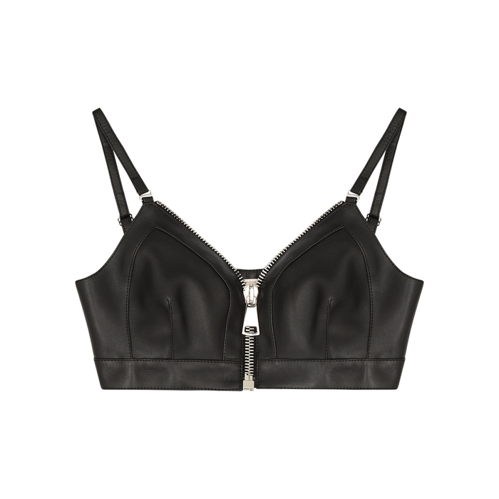 Alexander McQueen Black Leather Bra Top