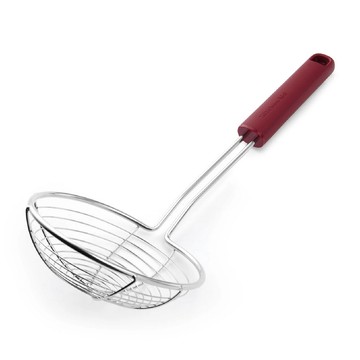 KitchenAid 美國 不鏽鋼濾杓(櫻桃紅36.5cm) / 線漏勺 撈杓 濾網 濾網勺 濾網杓 油炸網 可機洗 洗碗機可洗
