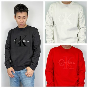【New START精品服飾-員林】現貨 Calvin Klein CK 立體電繡大CK 大學T 長袖上衣 長袖