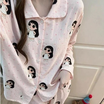 可可裡🌺粉色小玉睡衣女春秋季新款長袖長褲甜美可愛少女居家服套裝可外穿