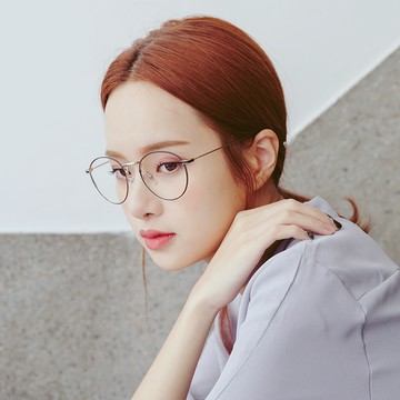 奧黛麗優雅珍珠細框小圓輕復古平光眼鏡【G013】-銀邊