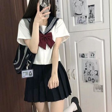 【日系學院風】JK制服 學生制服 國中制服 迪士尼穿搭 少女純欲JK 白黑三本JK制服裙 基礎款正品水手服 日系學院風套