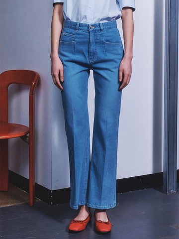 Summer Slim Bootscut Denim Pants Sky Blue