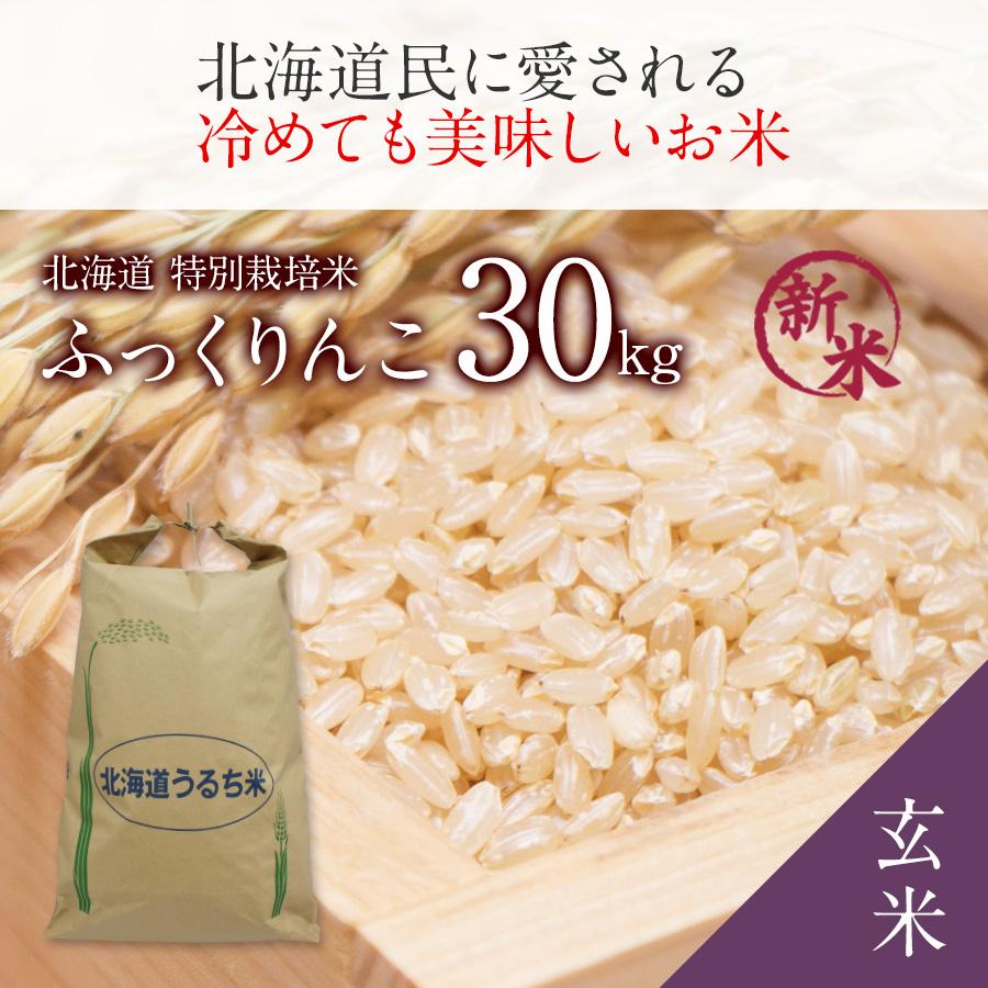 特別栽培米 ふっくりんこ 玄米 30kg 新米 令和5年産 北海道産 お米 農家直送 特A 減農薬 2023年産 送料無料 12 10はクーポンで5％OFF