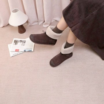 保暖復古麂皮雪靴 筒身可以反折或拉起