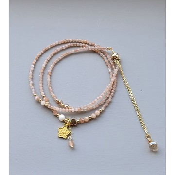 ☆星空燦爛水晶☆1103.三圈太陽石鑽切（2mm~3m+)+小幸運星抽拉繩款