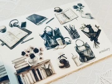 sensiary 水彩黑物件貼紙 no.1