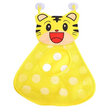 愛北鼻 浴室收納網袋 吸盤式壁掛玩具收納袋 寶寶洗澡玩具收納好幫手  黃色老虎  1個