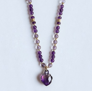 寶石系 天然礦石 烏拉圭紫水晶 925純銀 珠鍊