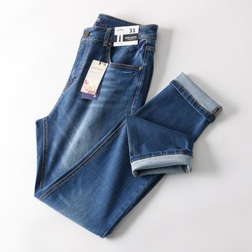 高彈親膚系列！透氣舒適！抗起球！春夏男時尚磨白水洗直筒牛仔褲